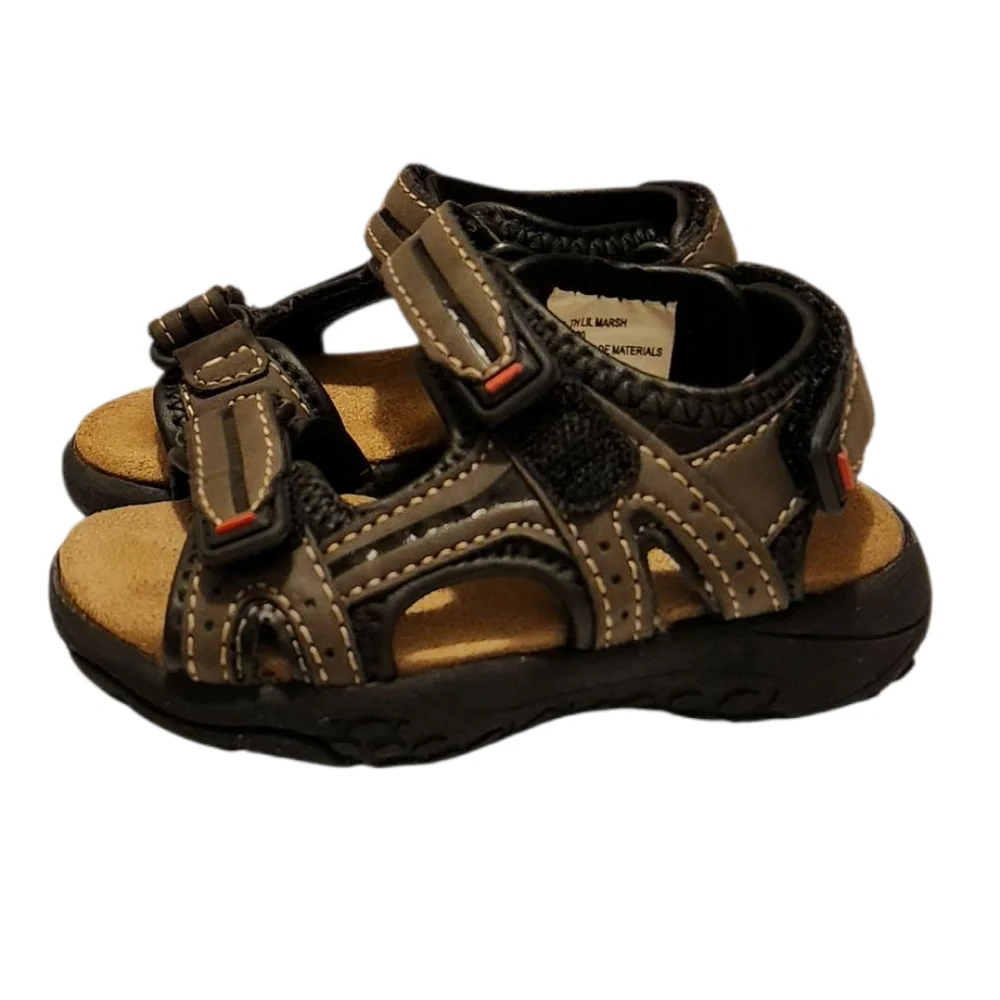 Thereabouts Leather Memory Foam Boys Toddlers Velcro Strap‎ Sandals Adjustable